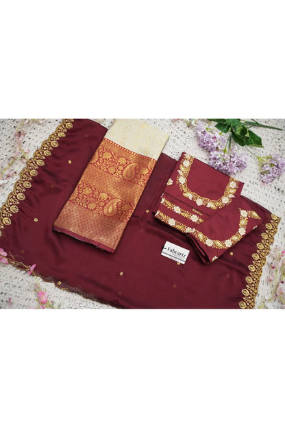 Beautiful South Indian Style Half Saree with Embroidery Blouse and Dupatta for Women | Charita KV