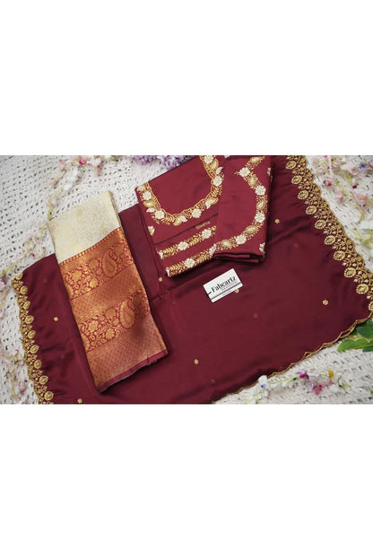 Beautiful South Indian Style Half Saree with Embroidery Blouse and Dupatta for Women | Charita KV