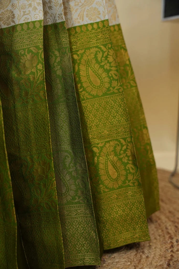Beautiful South Indian Style Half Saree with Embroidery Blouse and Dupatta for Women | Charita KV