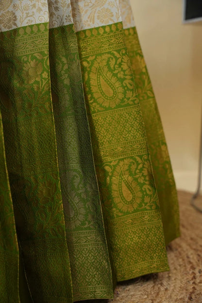 Beautiful South Indian Style Half Saree with Embroidery Blouse and Dupatta for Women | Charita KV