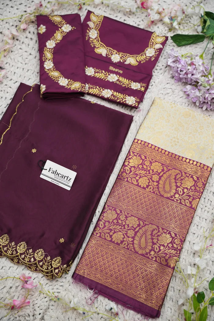 Beautiful South Indian Style Half Saree with Embroidery Blouse and Dupatta for Women | Charita KV
