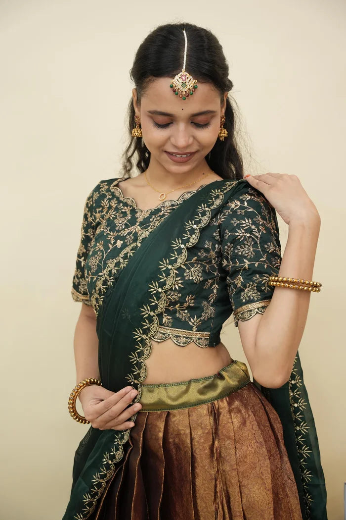 దక్షిణ భారత పండుగ సాంప్రదాయ హాఫ్ చీర (ఛవి) 