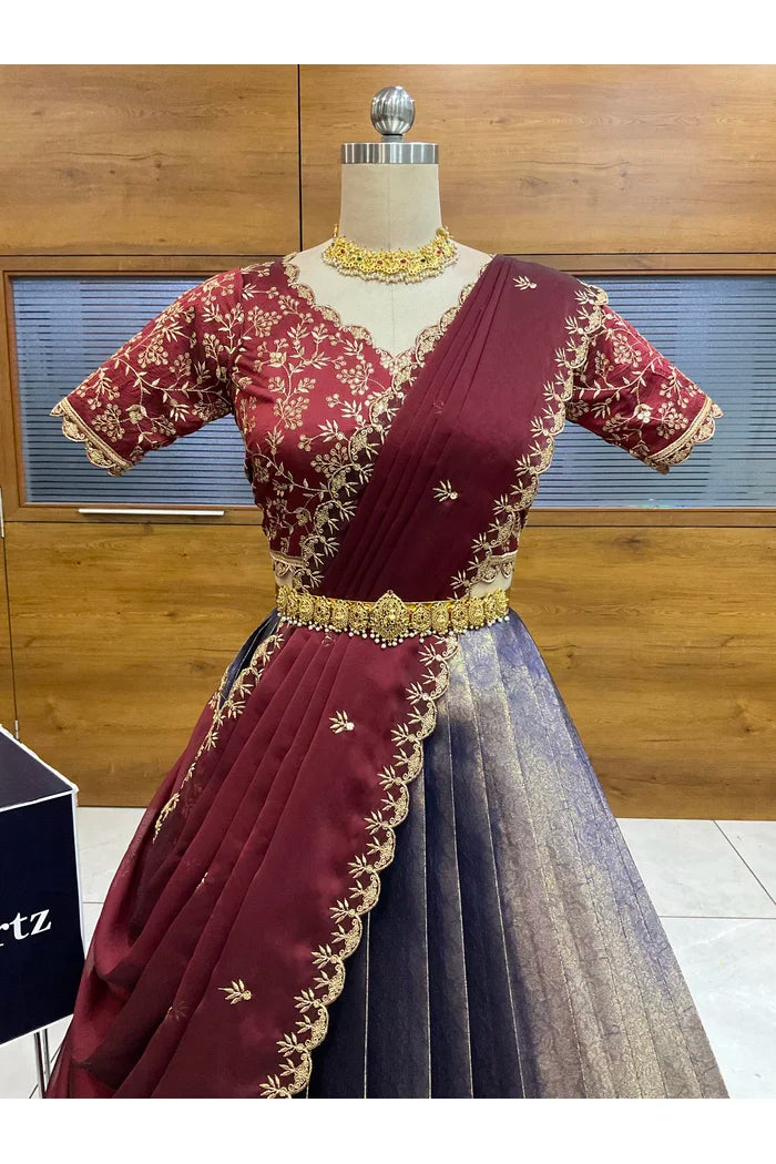 దక్షిణ భారత పండుగ సాంప్రదాయ హాఫ్ చీర (ఛవి) 