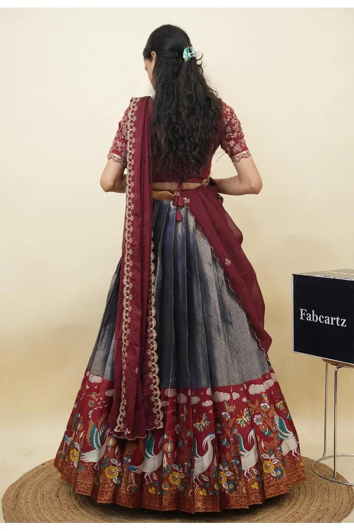 దక్షిణ భారత పండుగ సాంప్రదాయ హాఫ్ చీర (ఛవి) 