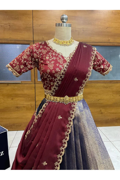 దక్షిణ భారత పండుగ సాంప్రదాయ హాఫ్ చీర (ఛవి) 