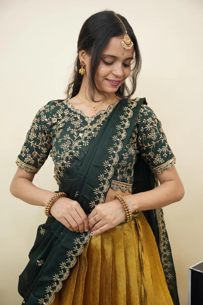దక్షిణ భారత పండుగ సాంప్రదాయ హాఫ్ చీర (ఛవి) 