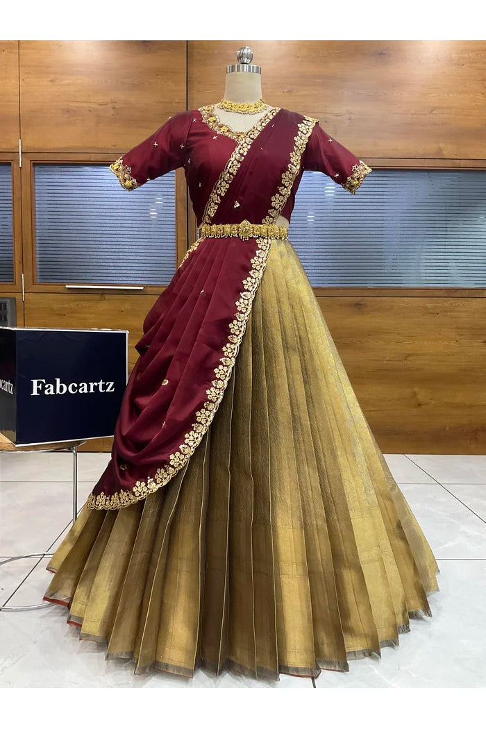 దక్షిణ భారత పండుగ సాంప్రదాయ హాఫ్ చీర (ఛవి) 
