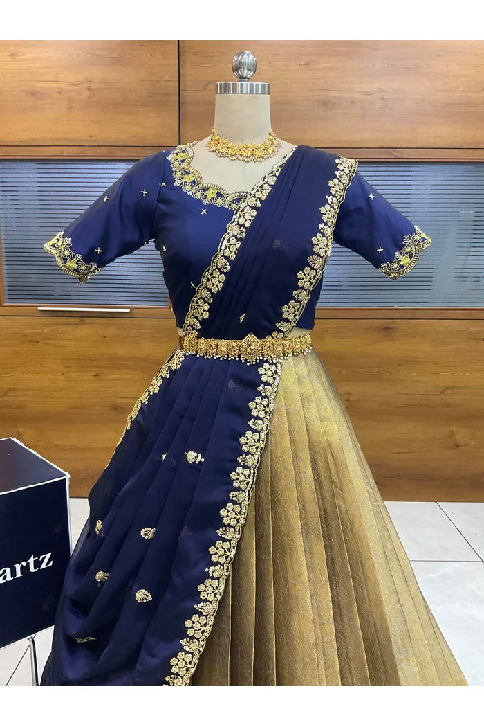 దక్షిణ భారత పండుగ సాంప్రదాయ హాఫ్ చీర (ఛవి) 