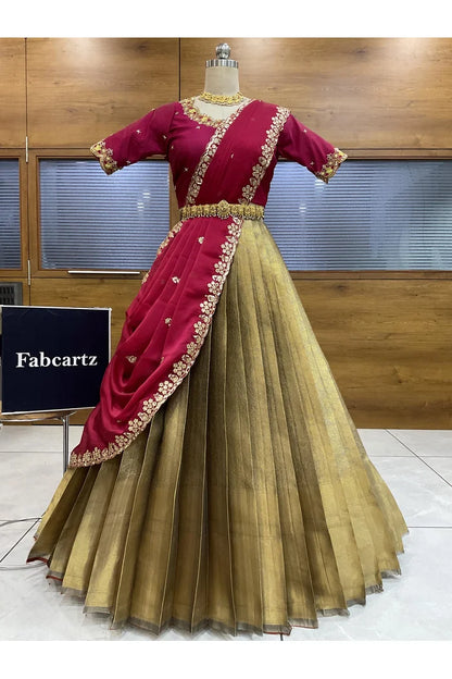 దక్షిణ భారత పండుగ సాంప్రదాయ హాఫ్ చీర (ఛవి) 