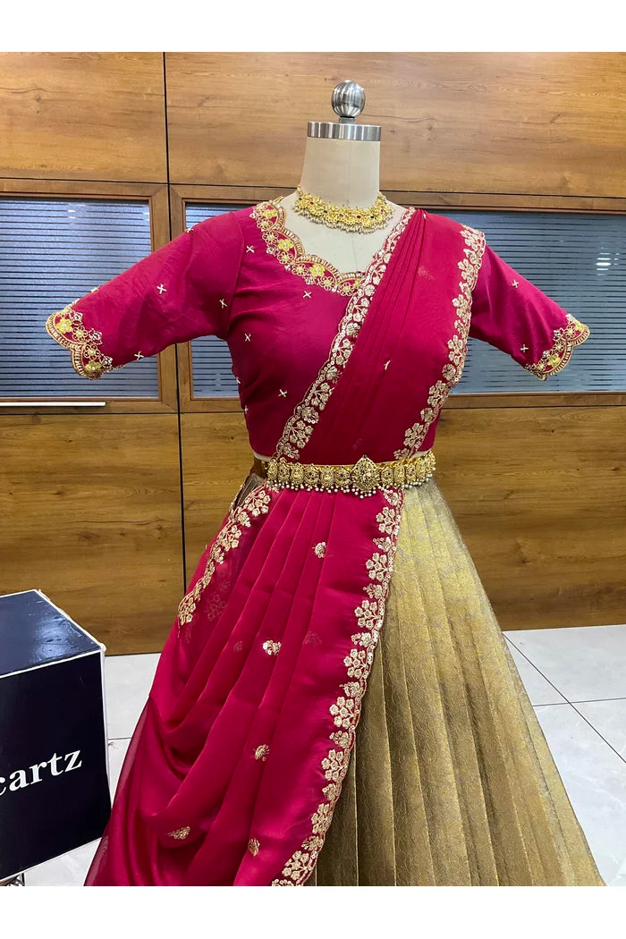 దక్షిణ భారత పండుగ సాంప్రదాయ హాఫ్ చీర (ఛవి) 