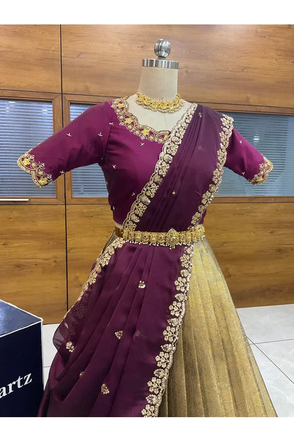 దక్షిణ భారత పండుగ సాంప్రదాయ హాఫ్ చీర (ఛవి) 
