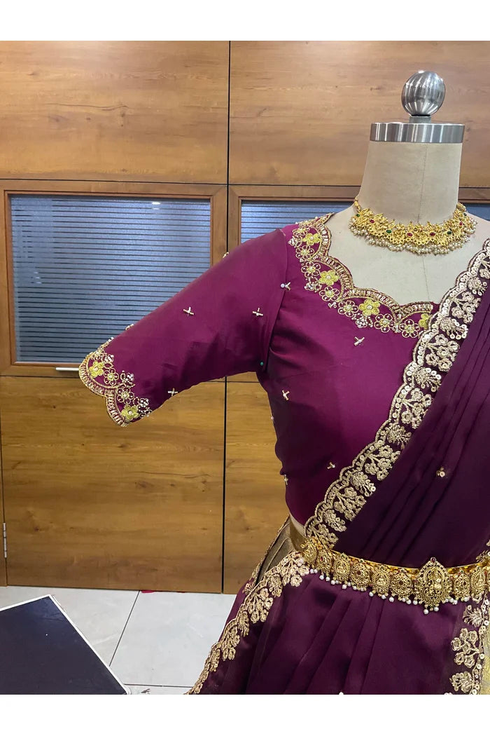దక్షిణ భారత పండుగ సాంప్రదాయ హాఫ్ చీర (ఛవి) 