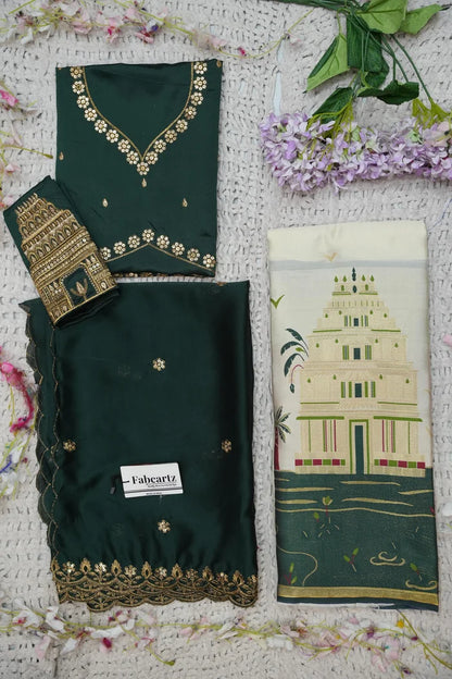 Beautiful South Indian Style Half Saree with Blouse and Dupatta for Women | Tripura
