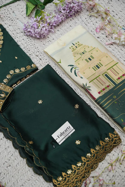 Beautiful South Indian Style Half Saree with Blouse and Dupatta for Women | Tripura