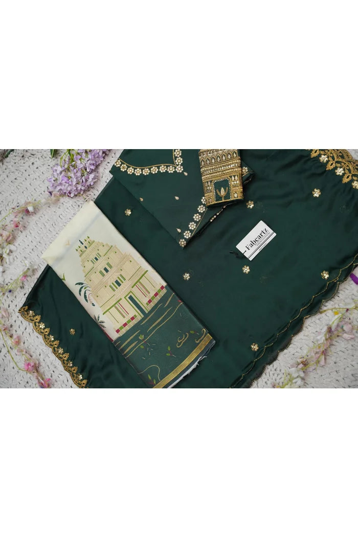 Beautiful South Indian Style Half Saree with Blouse and Dupatta for Women | Tripura