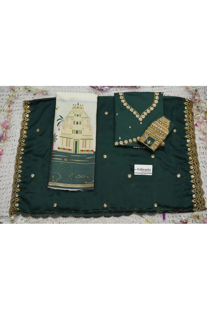 Beautiful South Indian Style Half Saree with Blouse and Dupatta for Women | Tripura
