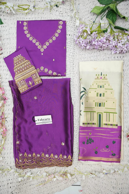 Beautiful South Indian Style Half Saree with Blouse and Dupatta for Women | Tripura