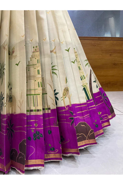 Beautiful South Indian Style Half Saree with Blouse and Dupatta for Women | Tripura