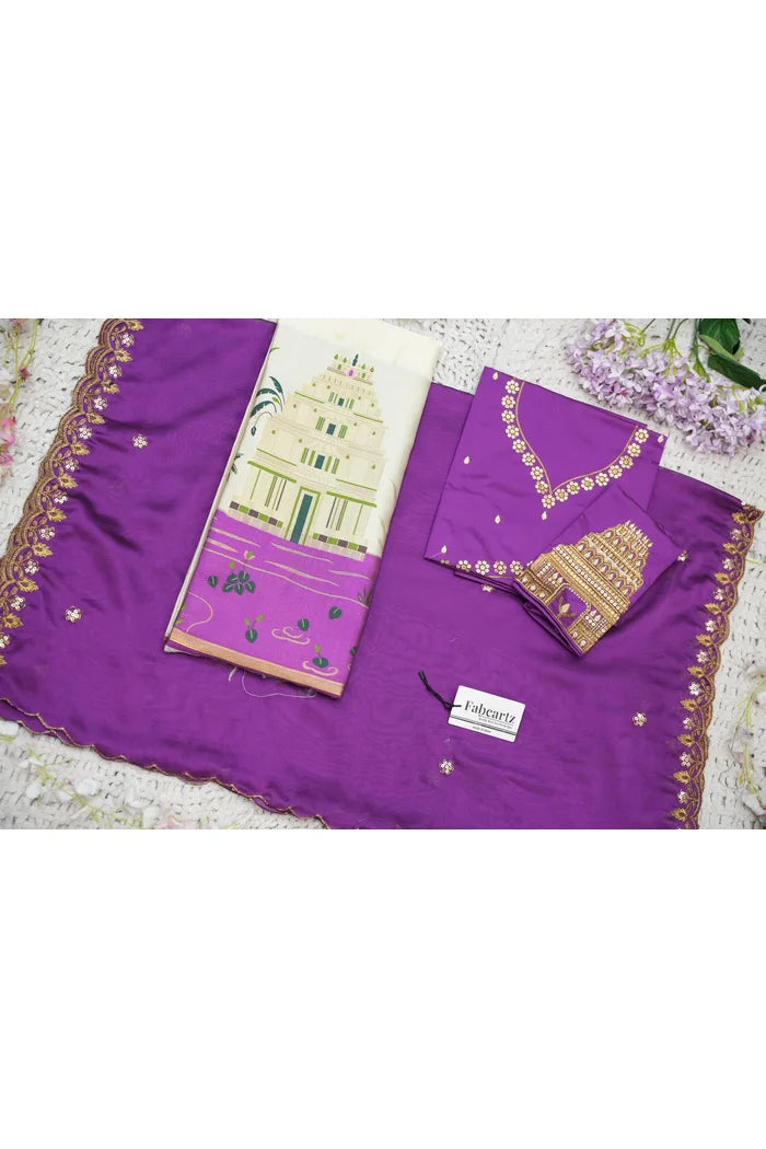 Beautiful South Indian Style Half Saree with Blouse and Dupatta for Women | Tripura