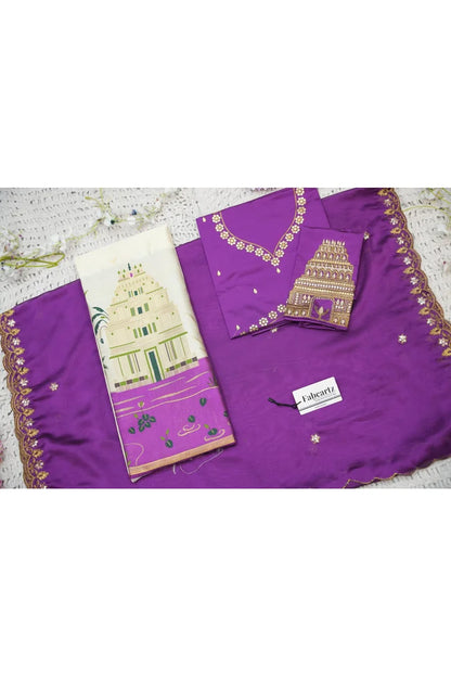 Beautiful South Indian Style Half Saree with Blouse and Dupatta for Women | Tripura