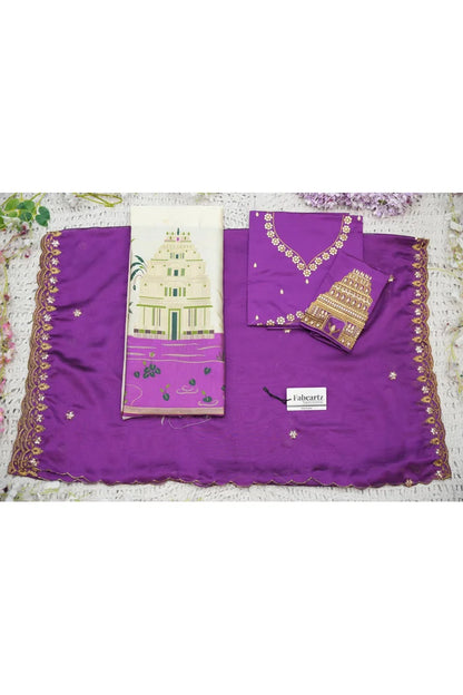 Beautiful South Indian Style Half Saree with Blouse and Dupatta for Women | Tripura