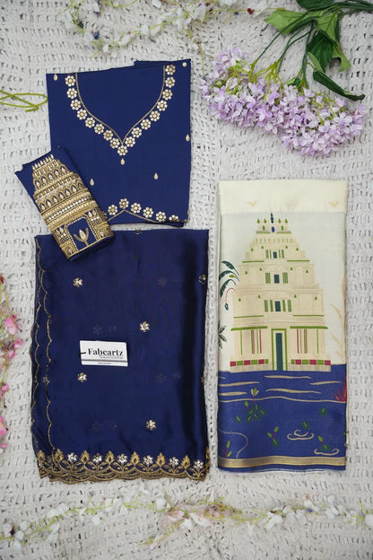 Beautiful South Indian Style Half Saree with Blouse and Dupatta for Women | Tripura