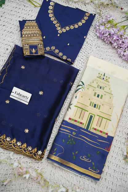 Beautiful South Indian Style Half Saree with Blouse and Dupatta for Women | Tripura