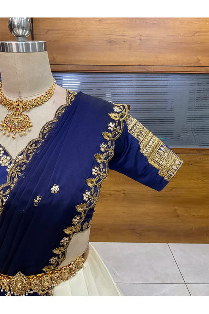 Beautiful South Indian Style Half Saree with Blouse and Dupatta for Women | Tripura