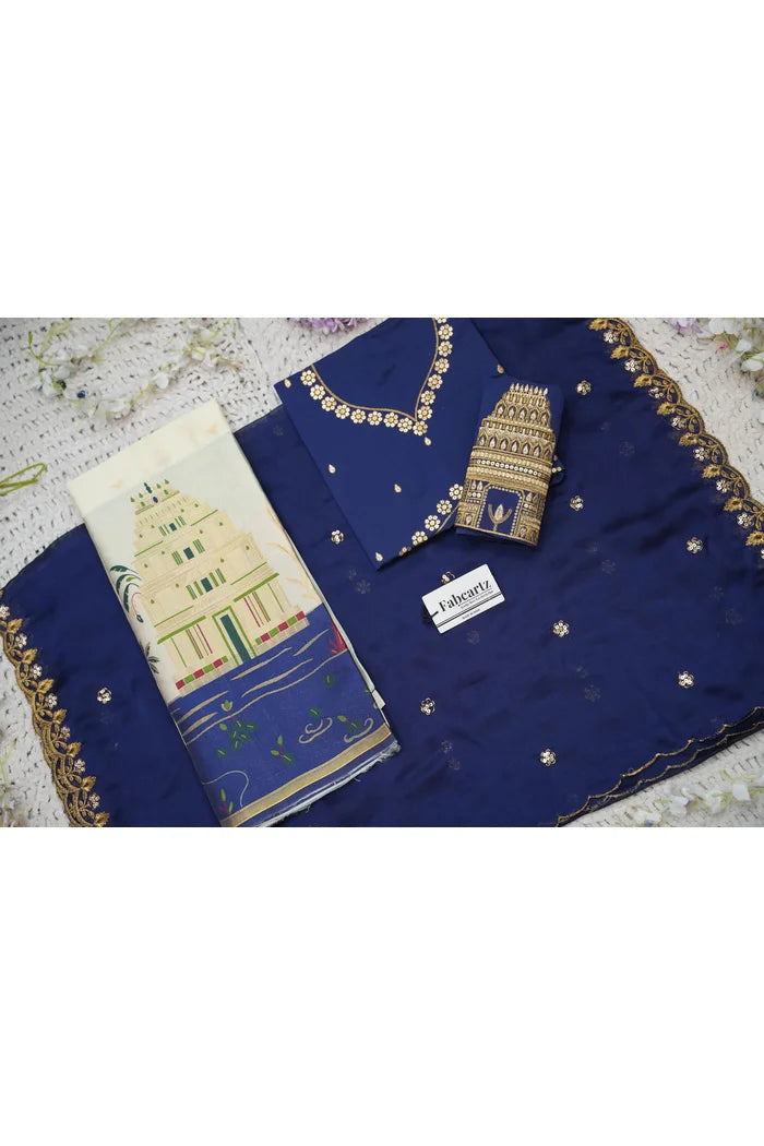 Beautiful South Indian Style Half Saree with Blouse and Dupatta for Women | Tripura