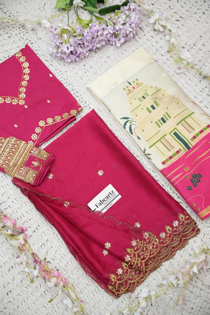 Beautiful South Indian Style Half Saree with Blouse and Dupatta for Women | Tripura