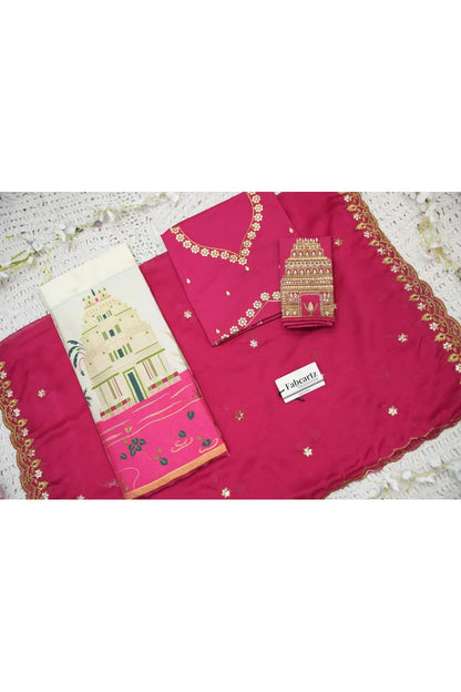 Beautiful South Indian Style Half Saree with Blouse and Dupatta for Women | Tripura