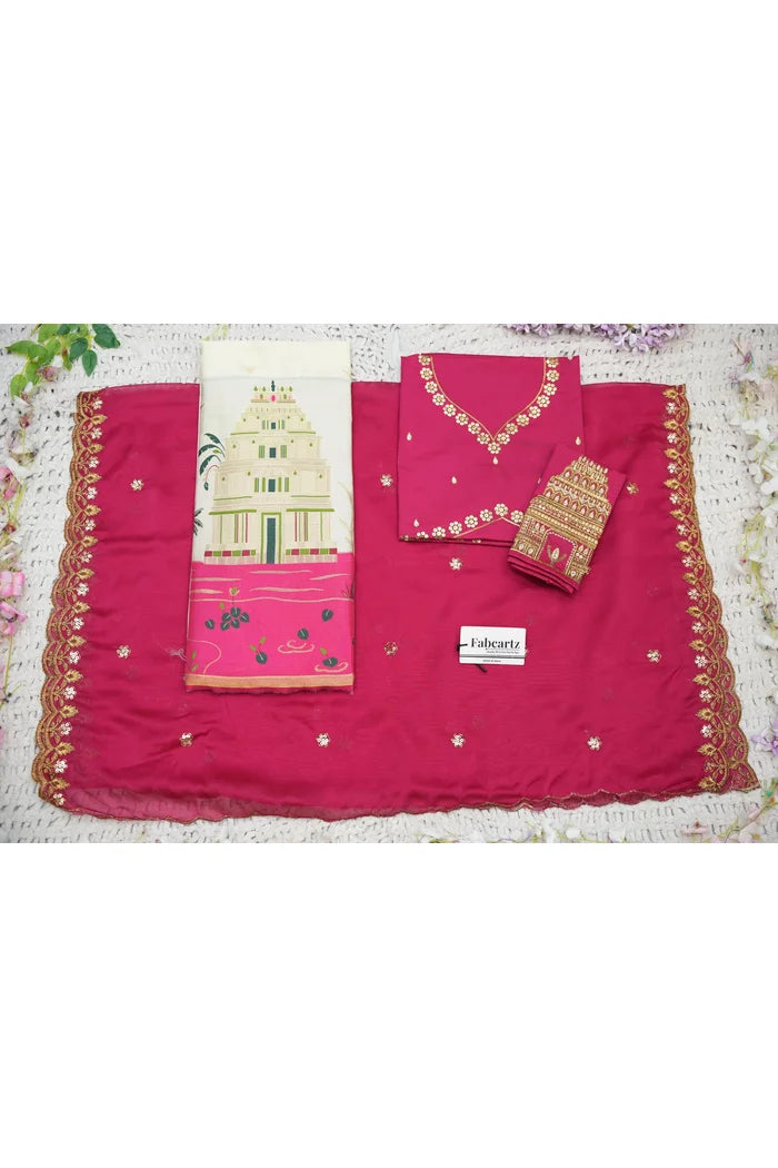 Beautiful South Indian Style Half Saree with Blouse and Dupatta for Women | Tripura