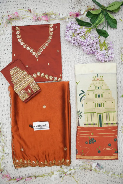 Beautiful South Indian Style Half Saree with Blouse and Dupatta for Women | Tripura