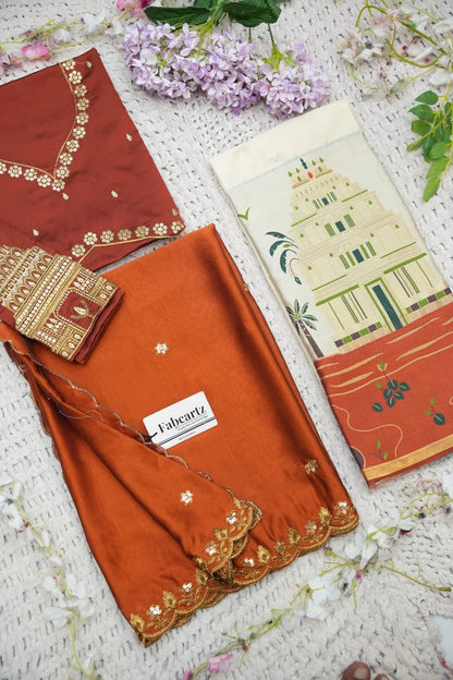 Beautiful South Indian Style Half Saree with Blouse and Dupatta for Women | Tripura