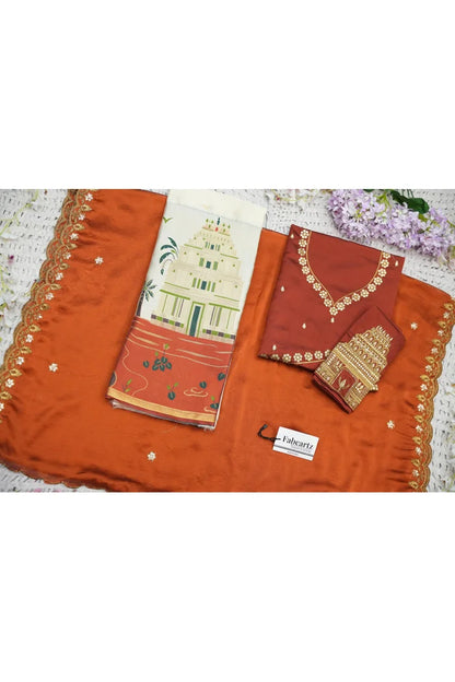 Beautiful South Indian Style Half Saree with Blouse and Dupatta for Women | Tripura