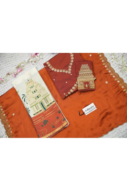 Beautiful South Indian Style Half Saree with Blouse and Dupatta for Women | Tripura