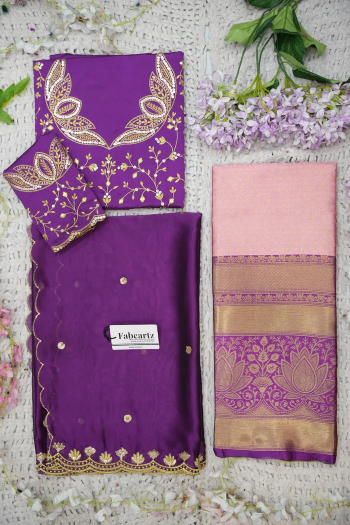 Beautiful South Indian Style Half Saree with Blouse and Dupatta for Women | Vaidehi