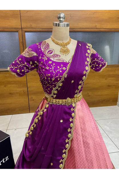 Beautiful South Indian Style Half Saree with Blouse and Dupatta for Women | Vaidehi