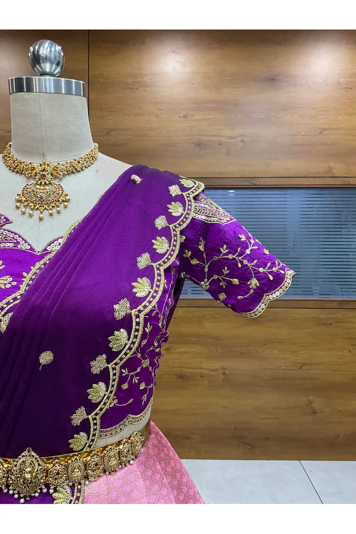 Beautiful South Indian Style Half Saree with Blouse and Dupatta for Women | Vaidehi