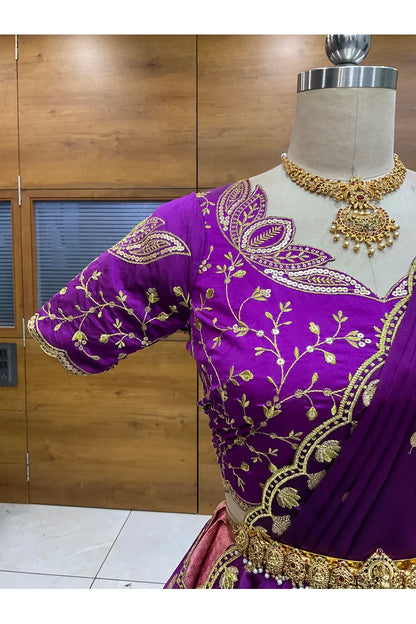 Beautiful South Indian Style Half Saree with Blouse and Dupatta for Women | Vaidehi
