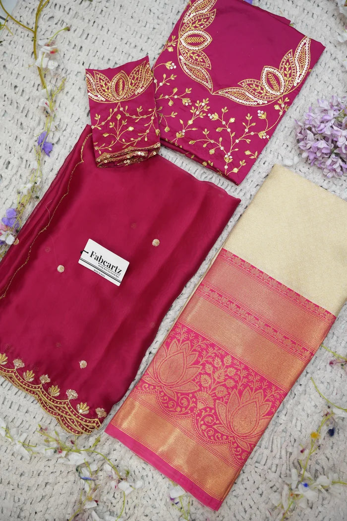 Beautiful South Indian Style Half Saree with Blouse and Dupatta for Women | Vaidehi