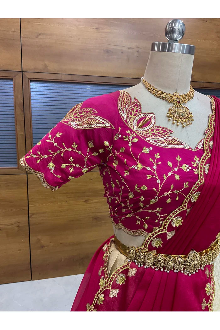 Beautiful South Indian Style Half Saree with Blouse and Dupatta for Women | Vaidehi