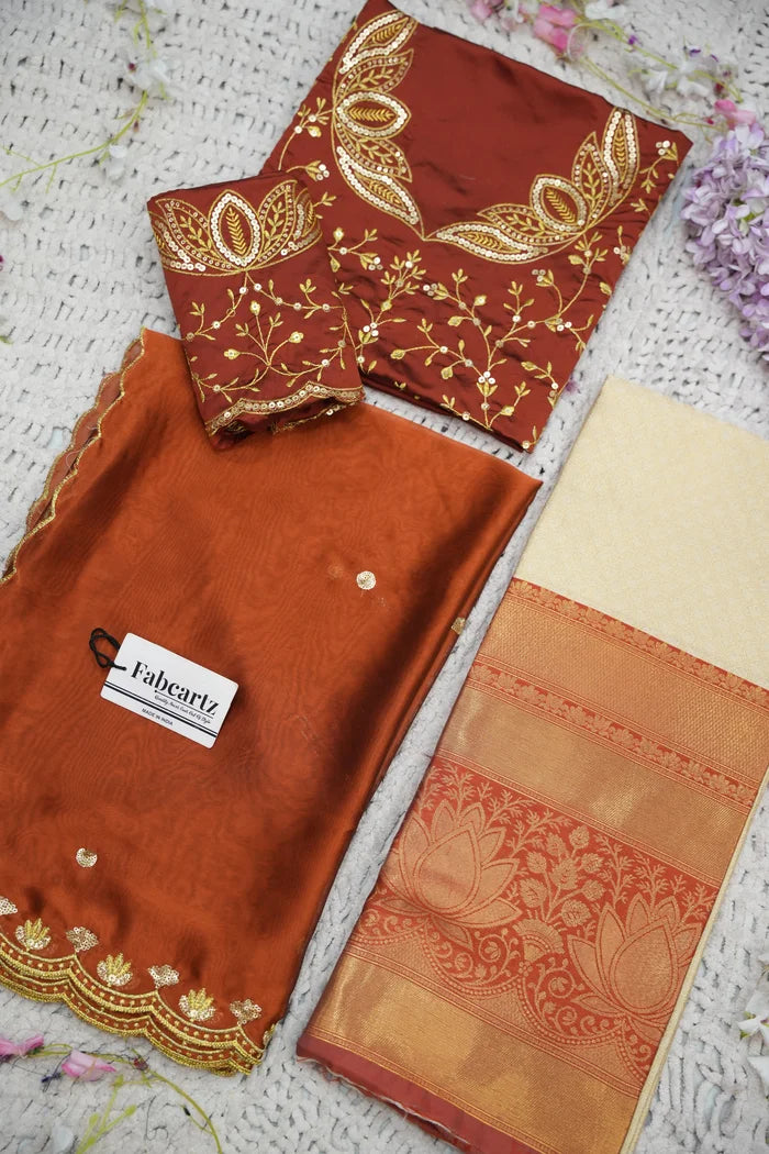 Beautiful South Indian Style Half Saree with Blouse and Dupatta for Women | Vaidehi