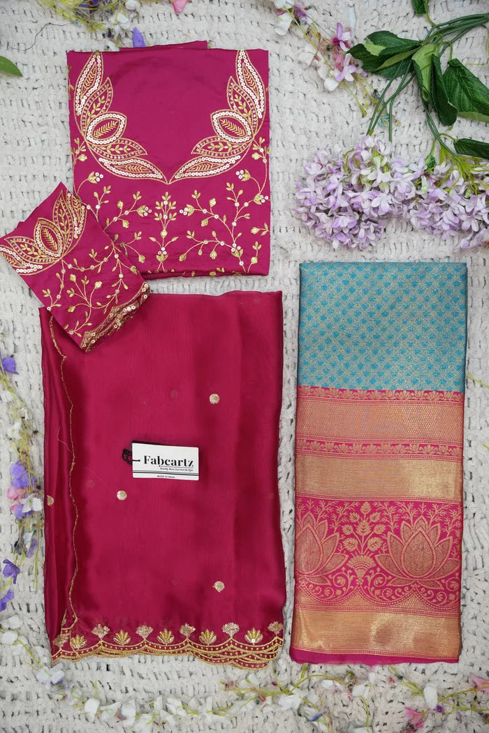 Beautiful South Indian Style Half Saree with Blouse and Dupatta for Women | Vaidehi