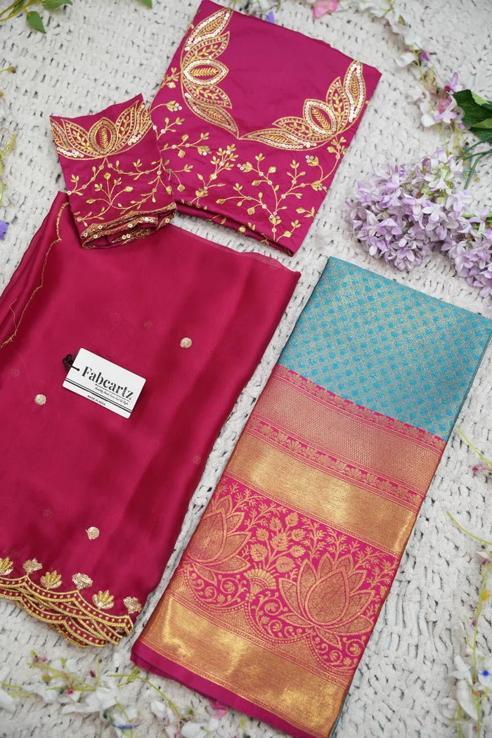 Beautiful South Indian Style Half Saree with Blouse and Dupatta for Women | Vaidehi