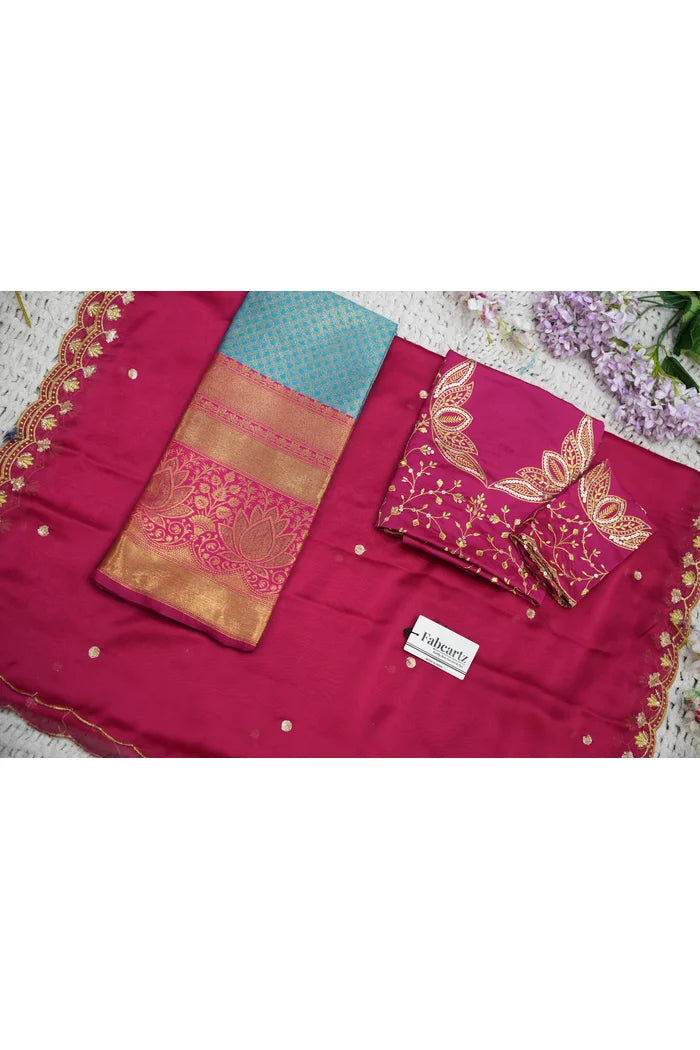 Beautiful South Indian Style Half Saree with Blouse and Dupatta for Women | Vaidehi