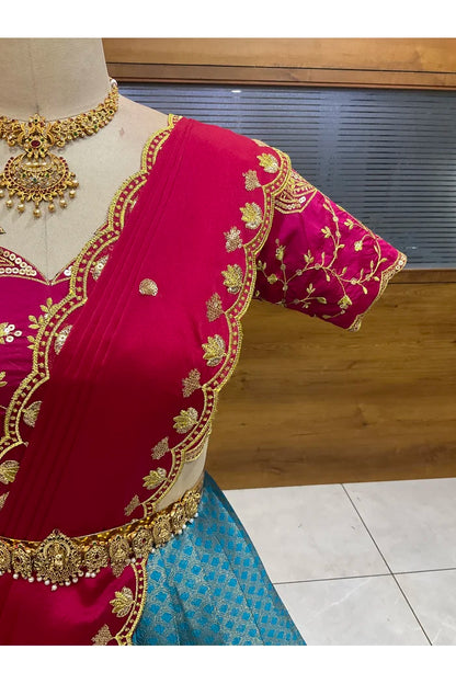 Beautiful South Indian Style Half Saree with Blouse and Dupatta for Women | Vaidehi
