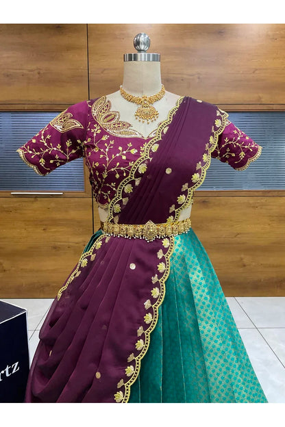 Beautiful South Indian Style Half Saree with Blouse and Dupatta for Women | Vaidehi
