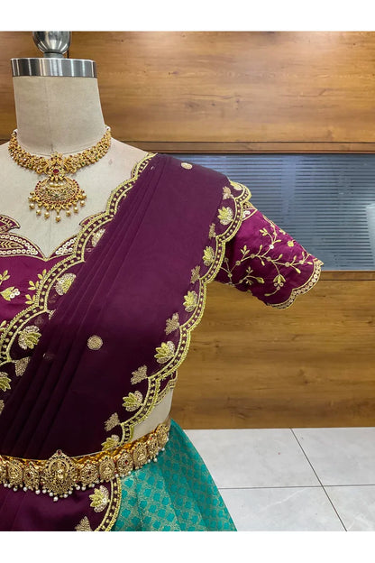 Beautiful South Indian Style Half Saree with Blouse and Dupatta for Women | Vaidehi