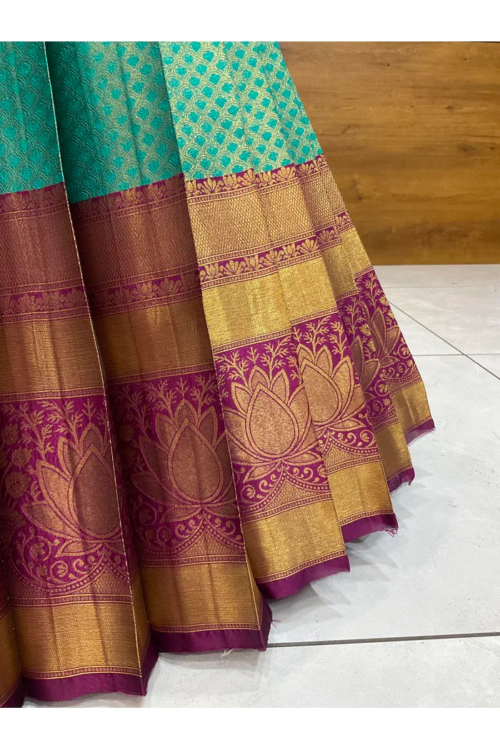 Beautiful South Indian Style Half Saree with Blouse and Dupatta for Women | Vaidehi